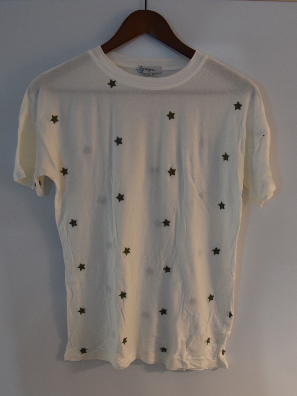 Polagram White T-Shirt with Green Embroidered Stars